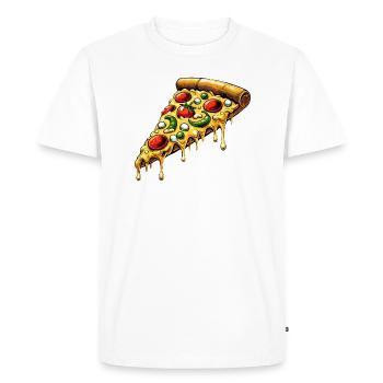 Pizza Dessin Animé Fondant Fromage Drôle Design - T-shirt Premium bio Homme - blanc - Devant - Nico (187cm)