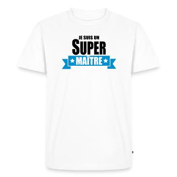 je suis un super maître - T-shirt Premium bio Homme - blanc - Devant - Nico (187cm)