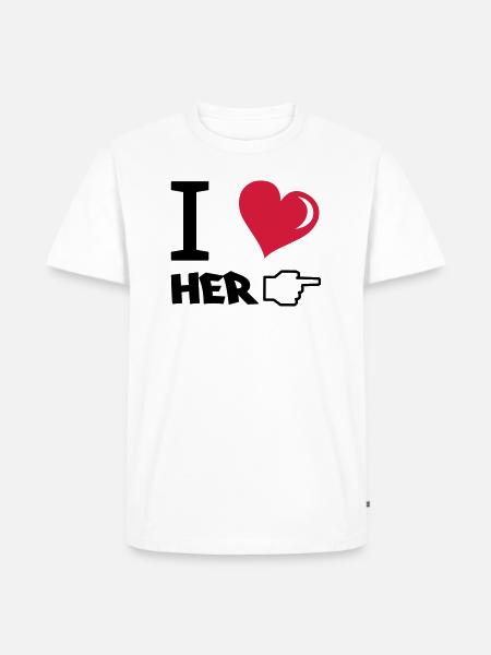 i_love_her - Männer Premium Bio T-Shirt - Weiß