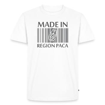 Provence Alpes Côte d'Azur Made in PACA Cigale - T-shirt Premium bio Homme - blanc - Devant - Nico (187cm)