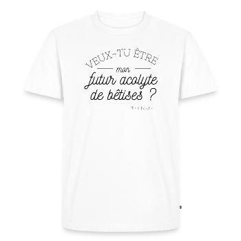 demande pour devenir parrain - T-shirt Premium bio Homme - blanc - Devant - Nico (187cm)