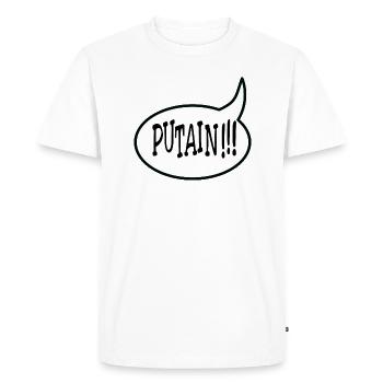 Putain !!! - T-shirt Premium bio Homme - blanc - Devant - Nico (187cm)