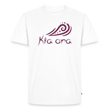 « Kia ora » Arbres Design Maori Bonjour Cadeau Idée - T-shirt Premium bio Homme - blanc - Devant - Nico (187cm)