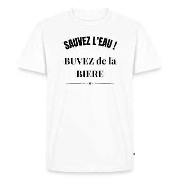 Sauvez l'eau Buvez de la Bière - T-shirt Premium bio Homme - blanc - Devant - Nico (187cm)