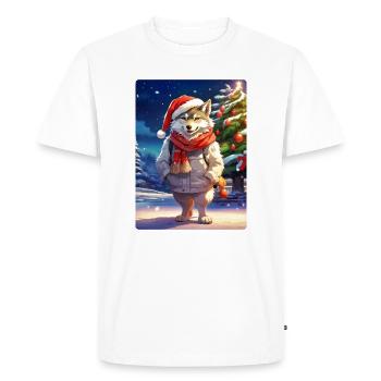 Christmas Wolf 1.2 - Men's Premium Organic T-Shirt - white - Front - Nico (187cm)