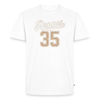Rennes 35 - T-shirt Premium bio Homme - blanc - Devant - Nico (187cm)