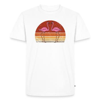 CAMARGUE FLAMANDS ROSES RETRO VINTAGE - T-shirt Premium bio Homme - blanc - Devant - Nico (187cm)