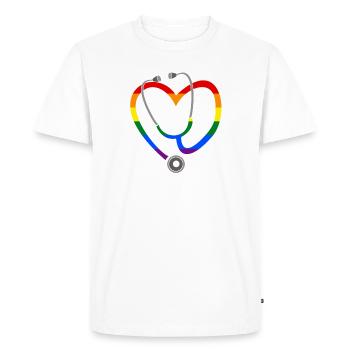 Étude sur la médecine arc-en-ciel pour le cœur stéthoscope LGBT - T-shirt Premium bio Homme - blanc - Devant - Nico (187cm)