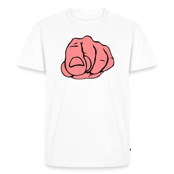 hand fist finger shows index finger - Men's Premium Organic T-Shirt - white - Front - Nico (187cm)