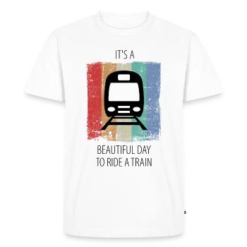 Train Railway Railroad Worker Trains Train Driver - Men's Premium Organic T-Shirt - white - Front - Nico (187cm)