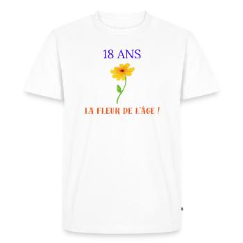18 ans fleur age - T-shirt Premium bio Homme - blanc - Devant - Nico (187cm)
