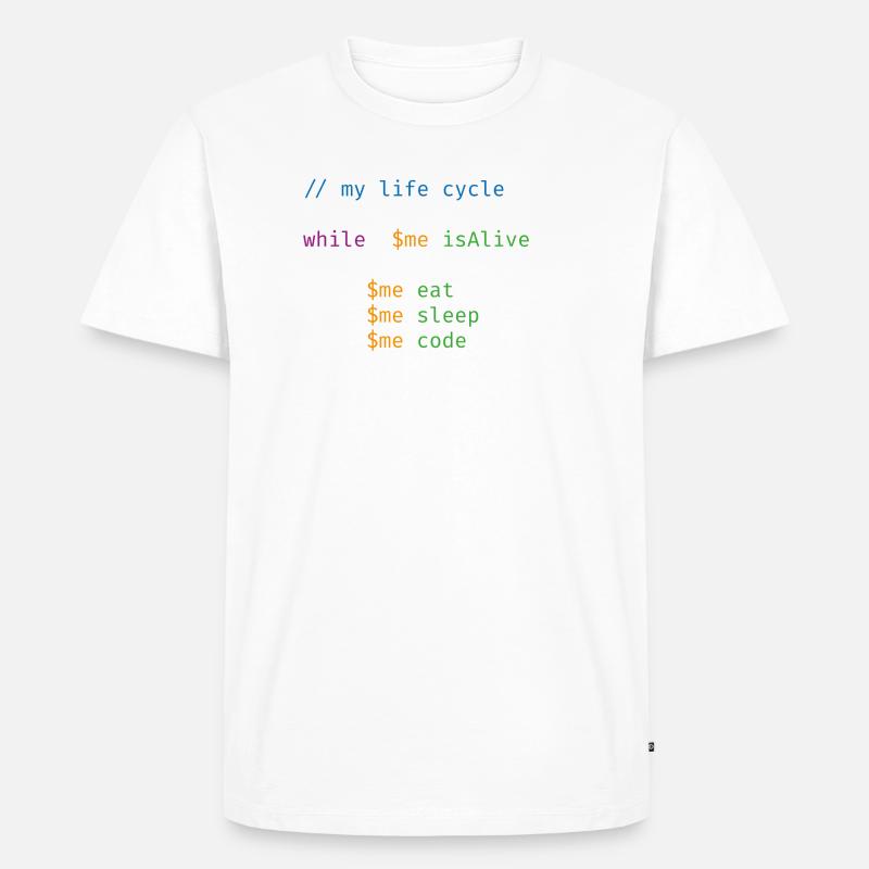 Live Cycle Code - Männer Premium Bio T-Shirt - Weiß