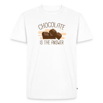 Le chocolat est la réponse - T-shirt Premium bio Homme - blanc - Devant - Nico (187cm)