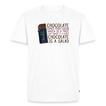 Le chocolat est une salade - T-shirt Premium bio Homme - blanc - Devant - Nico (187cm)
