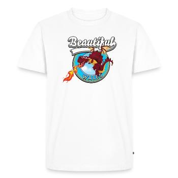 Beau logo du dragon rouge du Pays de Galles - T-shirt Premium bio Homme - blanc - Devant - Nico (187cm)