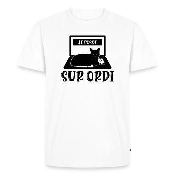 je bosse sur ordi - T-shirt Premium bio Homme - blanc - Devant - Nico (187cm)