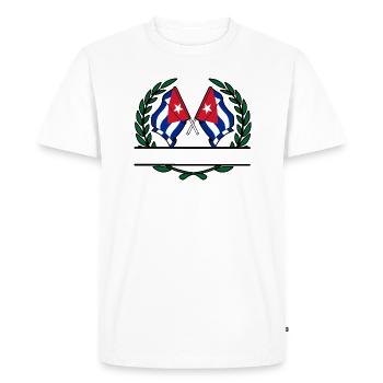 Drapeaux Cuba en bannière de couronne de laurier - T-shirt Premium bio Homme - blanc - Devant - Nico (187cm)