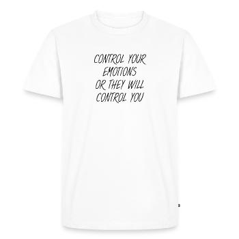 Contrôlez vos émotions - T-shirt Premium bio Homme - blanc - Devant - Nico (187cm)