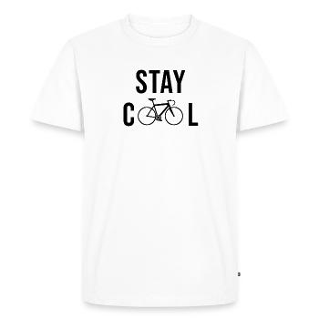 STAY COOL bike - Men's Premium Organic T-Shirt - white - Front - Nico (187cm)