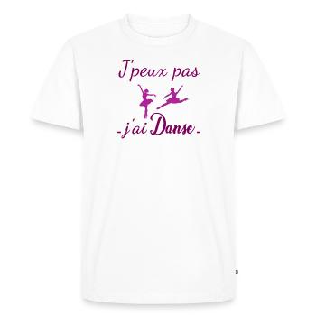 Cliquez ici ! j peux pas j ai Danse fille - T-shirt Premium bio Homme - blanc - Devant - Nico (187cm)