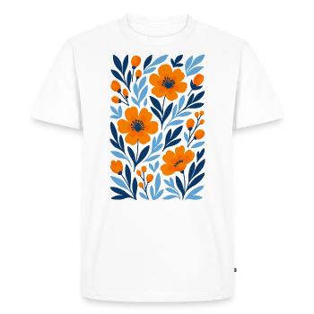 Fleurs graphiques - Design floral moderne - T-shirt Premium bio Homme - blanc - Devant - Nico (187cm)
