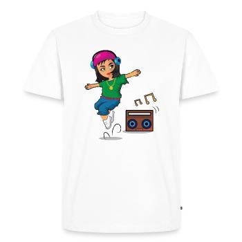 Hip Hop Girl Dances With Ghetto Blaster Breakdance - Men's Premium Organic T-Shirt - white - Front - Nico (187cm)