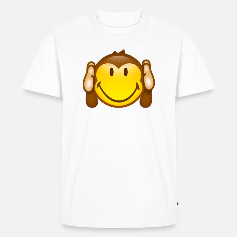 Smiley Monkey No hearing - Männer Premium Bio T-Shirt - Weiß