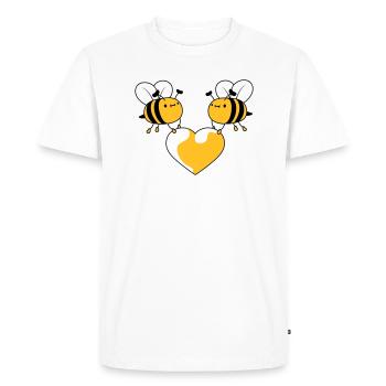 2 abeilles amoureuses - T-shirt Premium bio Homme - blanc - Devant - Nico (187cm)