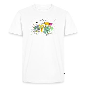 Bicycle colorful watercolors in spring and summer - Men's Premium Organic T-Shirt - white - Front - Nico (187cm)