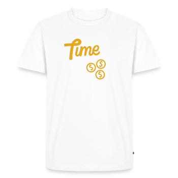 TIME IS MONEY - Men's Premium Organic T-Shirt - white - Front - Nico (187cm)
