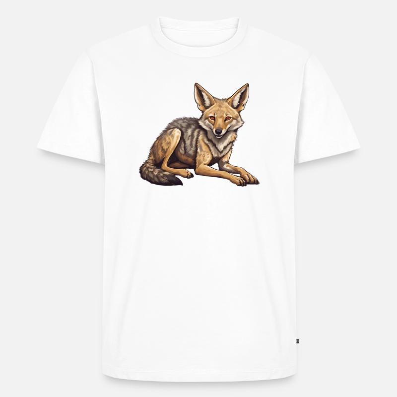 Schakal - Männer Premium Bio T-Shirt - Weiß