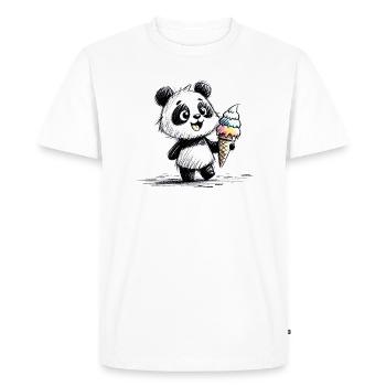 Panda avec glace - T-shirt Premium bio Homme - blanc - Devant - Nico (187cm)