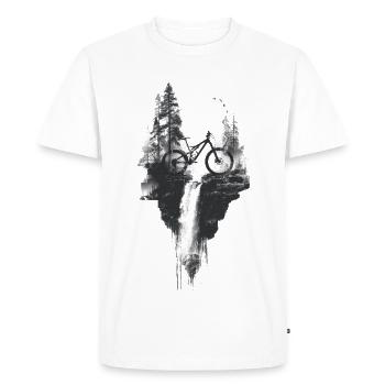 VTT, forêt, paysage, cascade, aventure - T-shirt Premium bio Homme - blanc - Devant - Nico (187cm)