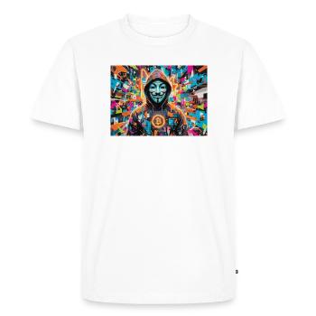 Bitcoin Bazooka - PopArt - Satoshi 3 - T-shirt Premium bio Homme - blanc - Devant - Nico (187cm)