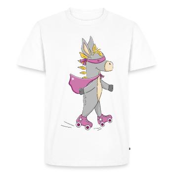 Rollergirl - Fille âne avec des patins à roulettes - T-shirt Premium bio Homme - blanc - Devant - Nico (187cm)