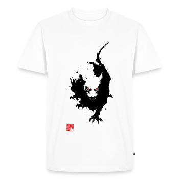 NEZUMI ONI – Rat Démon Sumi-e Yeux Rouges - T-shirt Premium bio Homme - blanc - Devant - Nico (187cm)