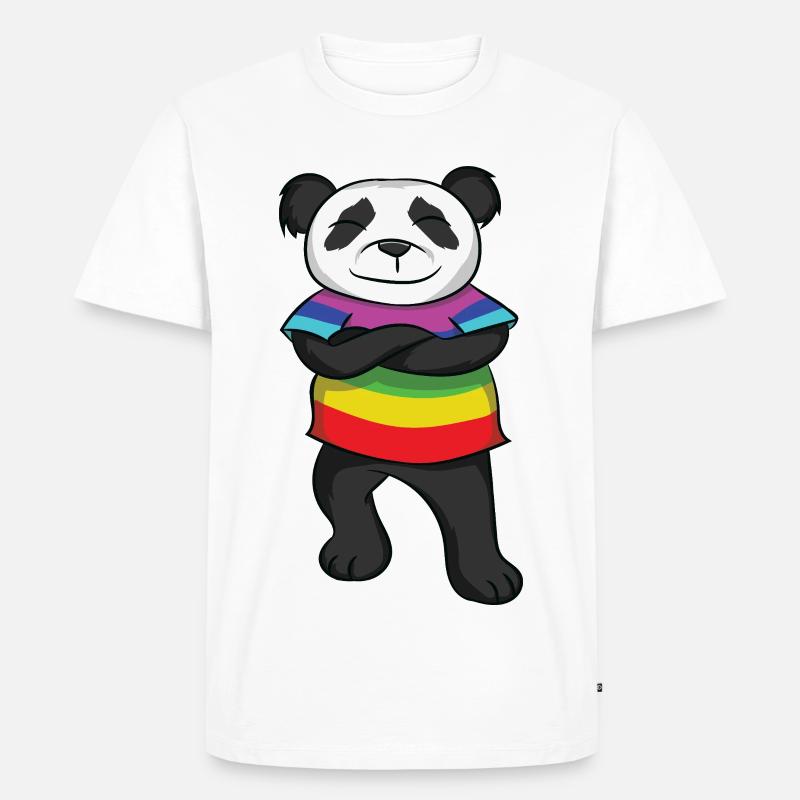 Panda Rainbow Pride  with Attitude - Männer Premium Bio T-Shirt - Weiß
