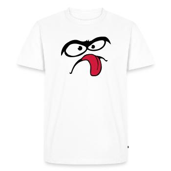 Sourcils épais Visage comique Langue Sortir - T-shirt Premium bio Homme - blanc - Devant - Nico (187cm)
