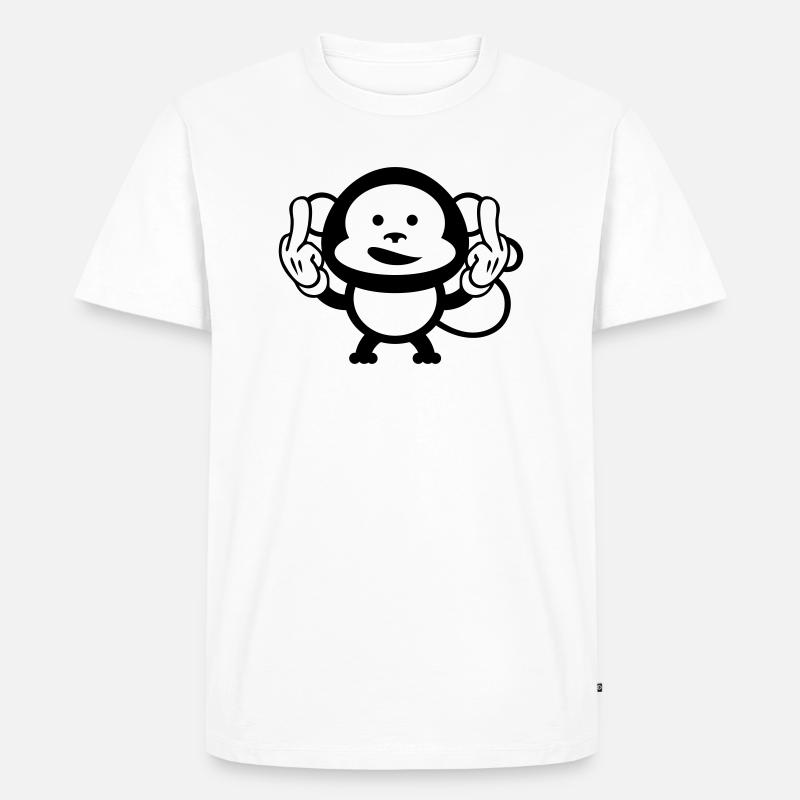 monkey middle finger design - Männer Premium Bio T-Shirt - Weiß