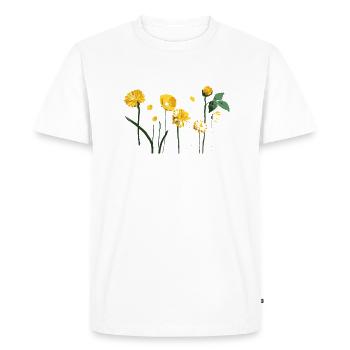 Fleurs jaunes minimalistes - T-shirt Premium bio Homme - blanc - Devant - Nico (187cm)