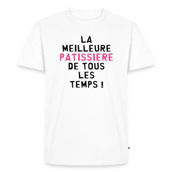 Boulanger / Pâtissier / Pain / Gâteau / Pâtisserie - T-shirt Premium bio Homme - blanc - Devant - Nico (187cm)