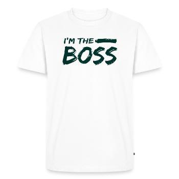 I’m the boss cadeau travail humour - T-shirt Premium bio Homme - blanc - Devant - Nico (187cm)