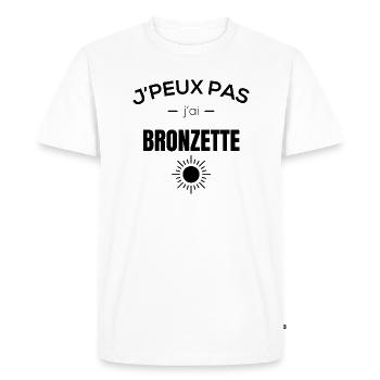 J'peux pas j'ai bronzette - T-shirt Premium bio Homme - blanc - Devant - Nico (187cm)