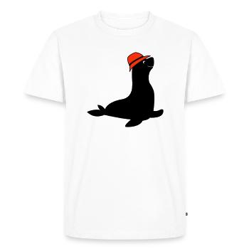 seal fishing hat - Men's Premium Organic T-Shirt - white - Front - Nico (187cm)