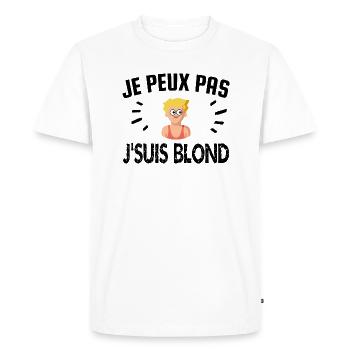 je peux pas je suis blond - T-shirt Premium bio Homme - blanc - Devant - Nico (187cm)
