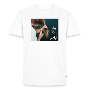 Liberté de vie des femmes - Persan - T-shirt Premium bio Homme - blanc - Devant - Nico (187cm)