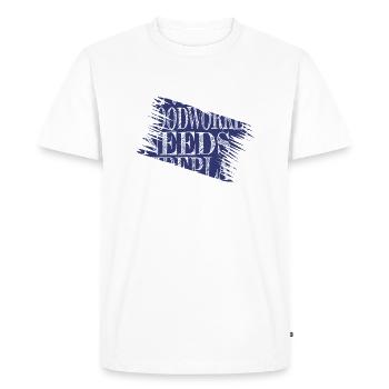 Drôles de dictons Citation de bûcheron Bois - T-shirt Premium bio Homme - blanc - Devant - Nico (187cm)
