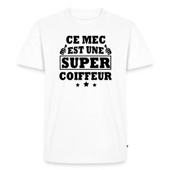 ce mec est un super coiffeur / humour coiffeur - T-shirt Premium bio Homme - blanc - Devant - Nico (187cm)