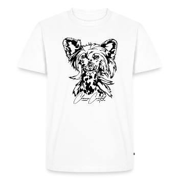 CHINOIS CRESTED Chien sans poils Chien Wilsigns - T-shirt Premium bio Homme - blanc - Devant - Nico (187cm)