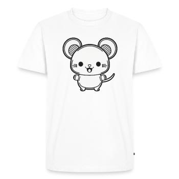 Kawaii mignon souris heureuse - T-shirt Premium bio Homme - blanc - Devant - Nico (187cm)